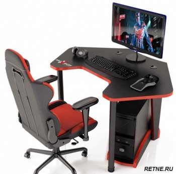 Угловой игровой компьютерный стол PILOT-12 RED